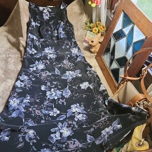 Maurices Navy and Blue Floral True Maxi Dress